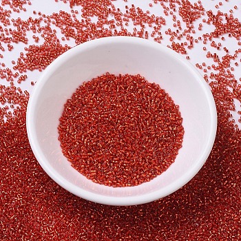 MIYUKI Delica Beads Small, Cylinder, Japanese Seed Beads, 15/0, (DBS0043) Silver Lined Red, 1.1x1.3mm, Hole: 0.7mm, about 3500pcs/10g