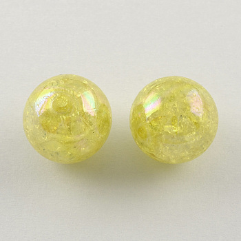 AB Color Transparent Crackle Round Acrylic Beads, Champagne Yellow, 20mm, Hole: 2.5mm, about 108pcs/500g