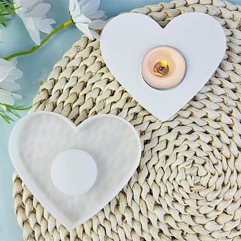 DIY Silicone Candle Molds, For Candle Making, Heart, White, 9.4x10.8x1.1cm