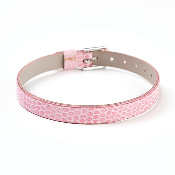 PU Leather Watch Band Strap, Watch Belt, Fit Slide Charms, with Iron Clasps, Platinum, Pearl Pink, 8-3/4 inch(22.3cm), 7.5x1.5mm