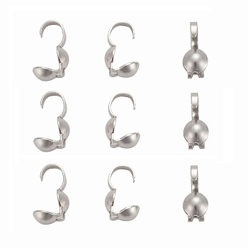 201 Stainless Steel Bead Tips, Calotte Ends, Clamshell Knot Cover, Stainless Steel Color, 8.5x4mm, Hole: 2mm, Inner Diameter: 4mm