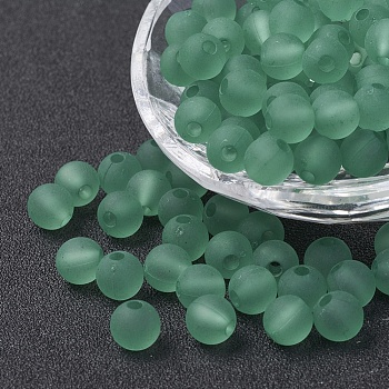 Transparent Acrylic Beads, Round, Frosted, Medium Sea Green, 8mm, Hole: 1.5mm