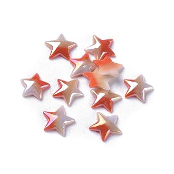 Opaque Glass Cabochons, Star, Colorful, 9x10x2.5mm