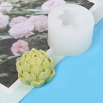 DIY Silicone Flower Candle Molds, for Scented Candle Making, Lotus, White, 7x4.5cm
