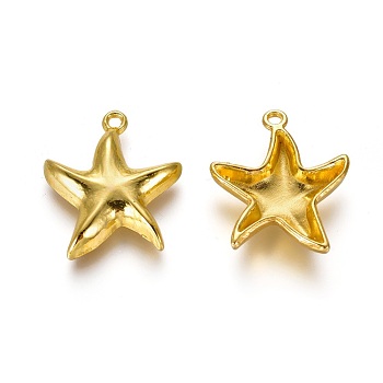 Tibetan Style Alloy Pendants, Starfish/Sea Stars, Cadmium Free & Lead Free, Golden, 24.5x20.5x4mm, Hole: 1.5mm, about 420pcs/1000g