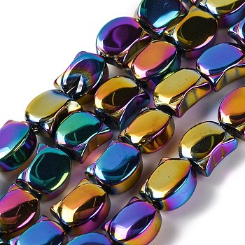 Electroplate Glass Beads Strands, Half Plated, Cat Shape, Rainbow Plated, 8x10.5x5mm, Hole: 1.1mm, about 65pcs/strand, 25.20''(64cm)