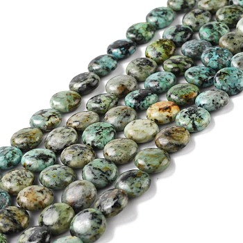 Natural African Turquoise(Jasper) Beads Strands, Flat Round, 12~12.5x5~5.5mm, Hole: 0.8mm, about 34pcs/strand, 16.14''(41cm)