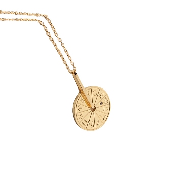 12 Constellation Rotating Wheel 201 Stainless Steel Pendant Necklace for Anxiety Stress Relief, Golden, 18.11 inch(46cm)