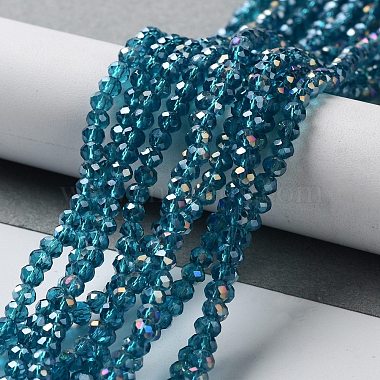 4mm CadetBlue Abacus Electroplate Glass Beads