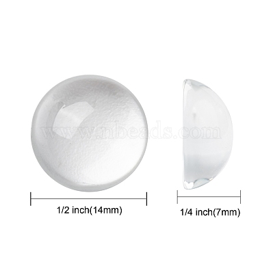 Прозрачный полукруглый стеклянные кабошоны(X-GGLA-R027-14mm)-2
