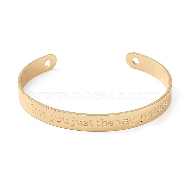 Bracelets à manchette ouverte en laiton plaqué en rack pour femmes(BJEW-M303-01G)-2