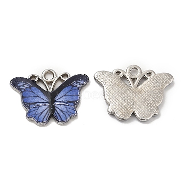 Platinum Royal Blue Butterfly Alloy+Enamel Pendants