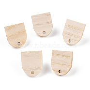Ash Wood Stud Earring Findings, with 304 Stainless Steel Pin, Fan, 17x15mm, Hole: 2mm, Pin: 0.7mm(EJEW-N017-011K)