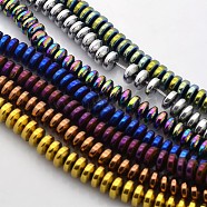 Electroplate Non-magnetic Synthetic Hematite Rondelle Beads Strands, Mixed Color, 6x3mm, Hole: 1mm, about 140pcs/strand, 15.7 inch(G-J216B-M)