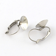 Smooth Surface 304 Stainless Steel Leverback Earring Findings, Stainless Steel Color, 22x12mm, Fit for 12mm Rhinestone, Pin: 0.8mm(STAS-R063-102)