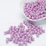 Eco-Friendly Poly Styrene Acrylic Beads, AB Color Plated, Round, Medium Orchid, 4mm, Hole: 1mm, about 14000pcs/500g(PL650-C18)