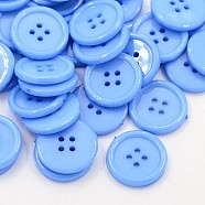 Acrylic Sewing Buttons, Plastic Shirt Buttons for Costume Design, 4-Hole, Dyed, Flat Round, Cornflower Blue, 20x2.5mm, Hole: 1mm(BUTT-E076-F-02)