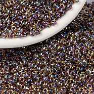 MIYUKI Round Rocailles Beads, Japanese Seed Beads, 8/0, (RR342) Berry Lined Light Topaz AB, 8/0, 3mm, Hole: 1mm, about 19000~20500pcs/pound(SEED-G008-RR0342)