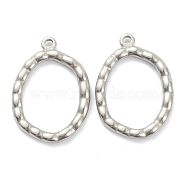 304 Stainless Steel Pendants, Oval, Stainless Steel Color, 28x20x2.5mm, Hole: 1.6mm(STAS-P279-29P)
