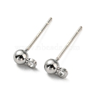 Brass Stud Earring Findings, with 925 Silver Pin, Long-Lasting Plated, Cadmium Free & Lead Free, Platinum, 5x3mm, Hole: 1mm, Pin: 0.6mm(FIND-R144-13A-P)