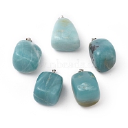 Natural Amazonite Pendants, with Platinum Tone Brass Findings, Nuggets, 23~30x13~22x12~20mm, Hole: 5x3mm(G-K302-B09)