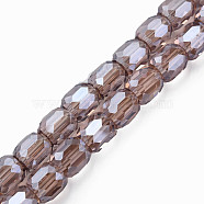 Electroplate Transparent Glass Beads Strands, Faceted, Column, Old Rose, 8x8mm, Hole: 1.2mm, about 79~80pcs/strand, 25.59 inch~27.17 inch(65~69cm)(EGLA-N002-32-C01)