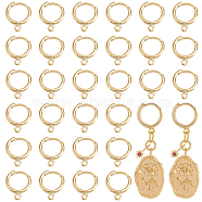 Elite 30Pcs Brass Huggie Hoop Earring Findings, with Horizontal Loops, Real 24K Gold Plated, 14x11.5x1.5mm, Hole: 1mm, Pin: 0.5mm(FIND-PH0008-65)
