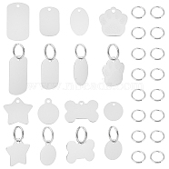AHADERMAKER DIY Stamping Blank Tag Charm Keychain Making Kit, Including Rectangle & Star & Oval & Bone Aluminum Pendants, 304 Stainless Steel Keychain Clasp, Silver, 54Pcs/box(DIY-GA0004-18)