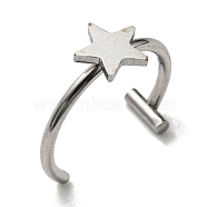 304 Stainless Steel Eyebrow Ring, Lip Piercing and Nose Studs Body Jewelry, Star, Stainless Steel Color, 11x12mm, Pin: 1mm(AJEW-H140-04P)