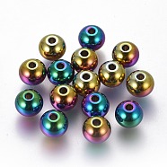 Ion Plating(IP) 304 Stainless Steel Beads, Round, Rainbow Color, 8x6.5mm, Hole: 2mm(STAS-F225-06B-M)