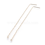 Brass Stud Earring Findings, with Loop, Rope Chains, Ear Thread, Golden, 105x1mm, Hole: 1.8mm, Pin: 0.8mm(KK-I645-01G)