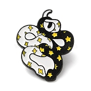 Snake Enamel Pins, Black Tone Alloy Brooches for Backpack Clothes, Star, 28.5x22.5x2mm(JEWB-K016-03A-EB)