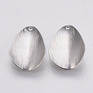 Brass Pendants, Petal, Platinum, 20x13.5x2mm, Hole: 1.2mm(X-KK-Q747-12P)