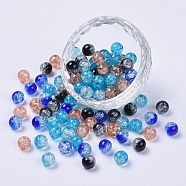 5 Colors Spray Painted & Baking Painted Crackle Glass Beads, Round, Mixed Color, 8mm, Hole: 1.3~1.6mm(CCG-X0010-11-8mm)