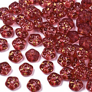 Spray Painted Glass Beads, with Gold Foil, Flower, FireBrick, 6x3mm, Hole: 0.9mm(DGLA-R052-002-B05)