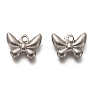 304 Stainless Steel Charms, Butterfly, Stainless Steel Color, 11x15x4mm, Hole: 1.8mm(STAS-L260-009P)