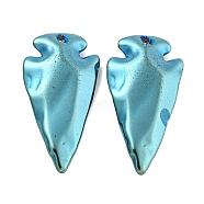 Electroplated Synthetic Non-Magnetic Hematite Pendants, Arrowhead Charms, Blue Plated, 45x24x8mm, Hole: 1.9mm(G-C136-03E)