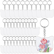 30Pcs Iron Split Key Rings with Chain, Keychain Findings with 30Pcs Acrylic Disc Big Pendants with 30Pcs, Platinum, 8~50x0.7~2mm(DIY-YW0009-02)