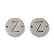 201 Stainless Steel Hollow Flat Round Links, Letter Connector Charms, Stainless Steel Color, Letter Z, 12x1mm, Hole: 1.2mm(FIND-R149-03Z-P)