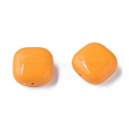 Opaque Acrylic Beads, Square, Orange, 15x15x7.5mm, Hole: 1.2mm, about 375pcs/500g(MACR-S373-147-A07)