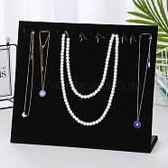 Velvet Necklace Display Stands, Jewelry Display Rack, L-Shaped, Rectangle, Black, 33x10x29cm(CON-PW0001-158D-02)
