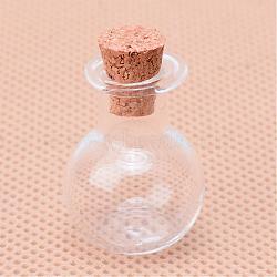 Glass Bottles, Beads Containers, with Cork Stopper, Clear, 2.65x1.7cm, Hole: 0.6cm, Capacity: 4ml(0.13 fl. oz)(AJEW-Q115-14)