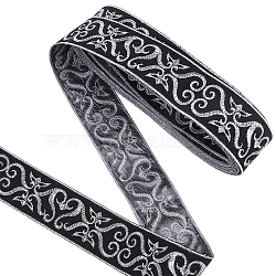 Iron on/Sew on Polyester Embroidery Heart Ribbon, Clothes Accessories, Silver, 2 inch(50mm), about 6.23 Yards(5.7m)/Roll(OCOR-WH0078-178C-01)