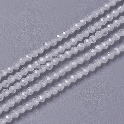 Cubic Zirconia Beads Strands, Faceted, Round, White, 3x2.5~3mm, Hole: 0.3mm, about 114~141pcs/strand, 15.1~16.4 inch(38.4~41.8cm)(G-F596-48I-3mm)