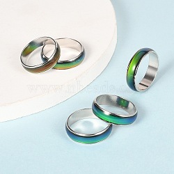 12 Colors Changing Brass Mood Rings, Mixed Size, Platinum, Black, 16~20mm Inner Diameter, 100pcs/box(RJEW-R117-01-B)