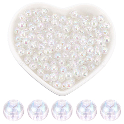 Transparent Acrylic Beads, AB Color Plated, Round, Clear AB, 6x5mm, Hole: 1.5~1.8mm(MACR-SP0001-28A-01)