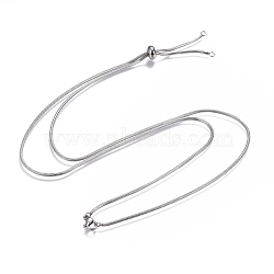 Adjustable 304 Stainless Steel Slider Necklaces, with Snake Chains and Slider Stopper Beads, Stainless Steel Color, 28.3 inch~28.5 inch(71.9~72.3cm)(X-NJEW-L156-004P)
