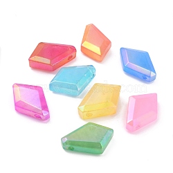 Electroplate Natural Quartz Pendants, Dyed, Faceted, Rhombus, Mixed Color, 36x24x10mm, Hole: 3mm(G-B017-03)