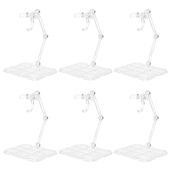 Plastic Model Assembled Action Figure Display Holders, Doll Model Support Stands, with Alloy Findings, Clear, Rectangle, 9.5x7.5x14cm