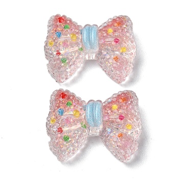 Transparent Epoxy Resin Decoden Cabochons, with Paillettes, Bowknot, Colorful, 17x22x8mm
